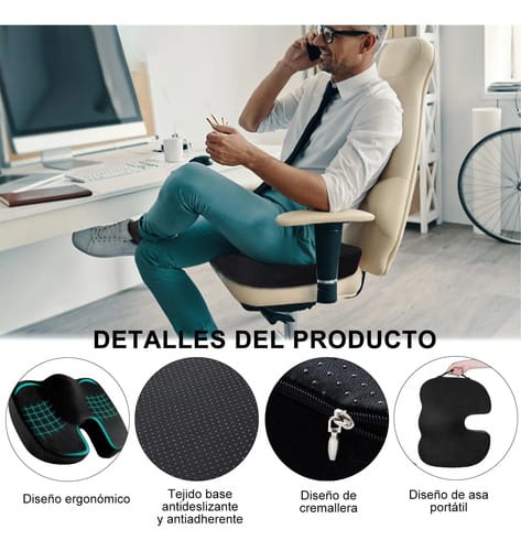 Cojin Asiento Coxis Ortopedico Antideslizante Viscoelastico - Imagen 12