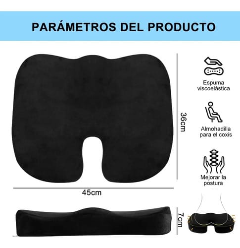 Cojin Asiento Coxis Ortopedico Antideslizante Viscoelastico - Imagen 10