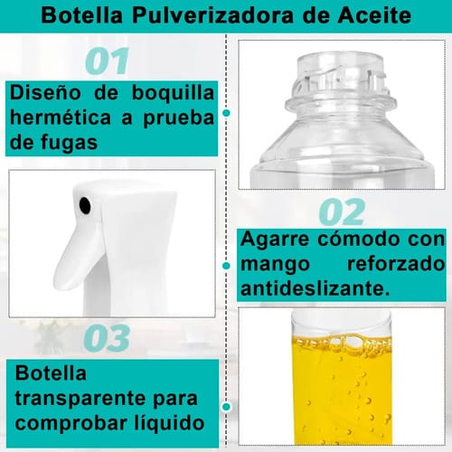 Aceitero Spray Con Pulverizador De Aceite O Vinagre 200 Ml - Imagen 6