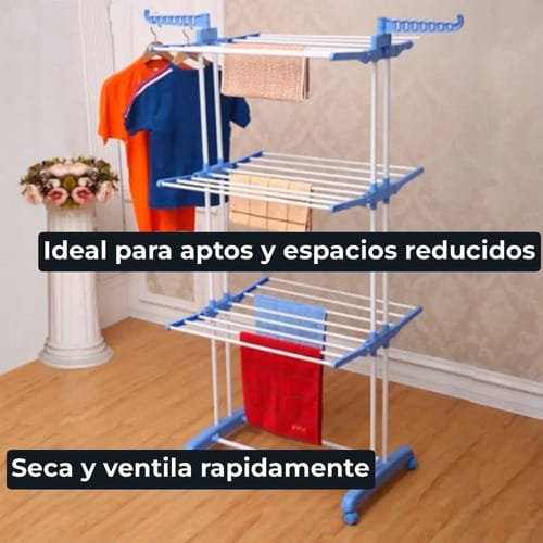 Tendedero Ropa Tender Plegable De Pie Acero Inox Con Ruedas - Imagen 7