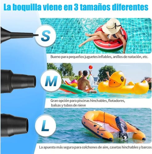 Inflador Eléctrico 220v Colchón 3 Válvulas Eventos - Imagen 6