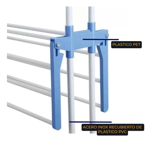 Tendedero Ropa Tender Plegable De Pie Acero Inox Con Ruedas - Imagen 6