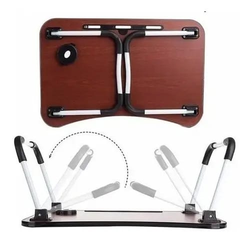 Mesa Bandeja Apoyo Cama Desayuno Picnic Plegable Porta Vaso - Imagen 3