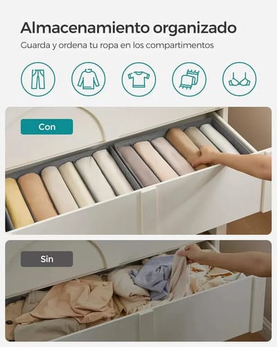 Caja Organizadora Ropa 6 Espacios Plegable Apilable Armario - Imagen 4
