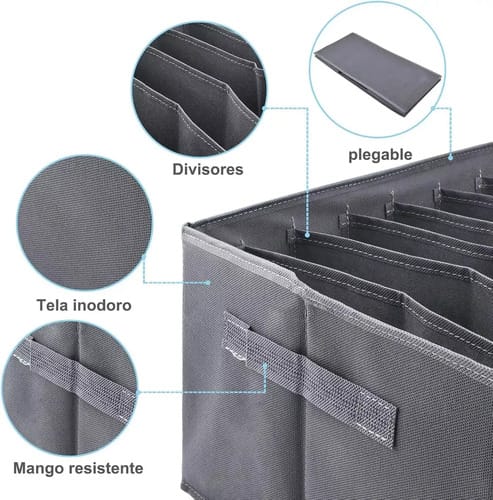 Caja Organizadora Ropa 6 Espacios Plegable Apilable Armario - Imagen 7