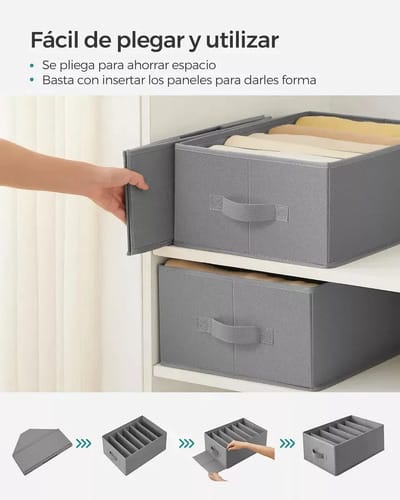 Caja Organizadora Ropa 6 Espacios Plegable Apilable Armario - Imagen 2