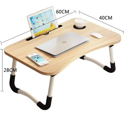 Mesa Bandeja Apoyo Cama Desayuno Picnic Plegable Porta Vaso - Imagen 7