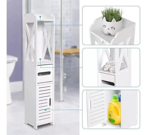 Mueble Organizador 80x15 Cm Estantes Espacios Reducidos Baño Color Blanco - Imagen 5