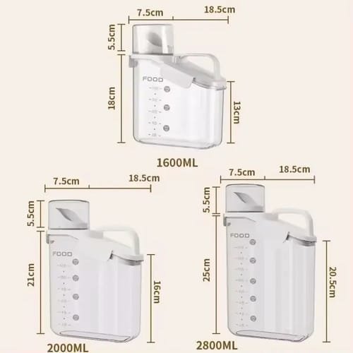 Contenedor Hermetico Vertedor 1600ml Cocina Cereales Arroz - Imagen 4