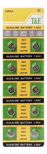 Pilas Alcalinas Ag-3 Blister De 10 Unidades 1,55 V Reloj