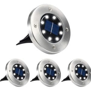 Foco Luz 8 Led Solar Con Sensor Acero Inoxidable X4 Unidades
