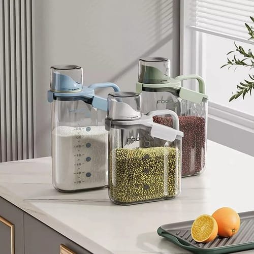 Contenedor Hermetico Vertedor 1600ml Cocina Cereales Arroz - Imagen 2