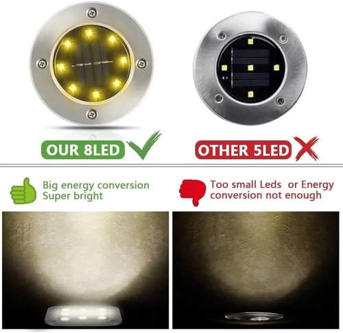 Foco Luz 8 Led Solar Con Sensor Acero Inoxidable X4 Unidades - Imagen 3
