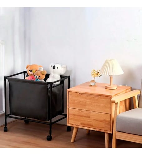 Cesto Organizador Con Ruedas Tela Base Metalica Desmontable - Imagen 7