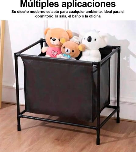 Cesto Organizador Con Ruedas Tela Base Metalica Desmontable - Imagen 4