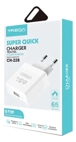 Cargador Celular Usb Ficha Carga Super Rapida 65 W Treqa - Imagen 3