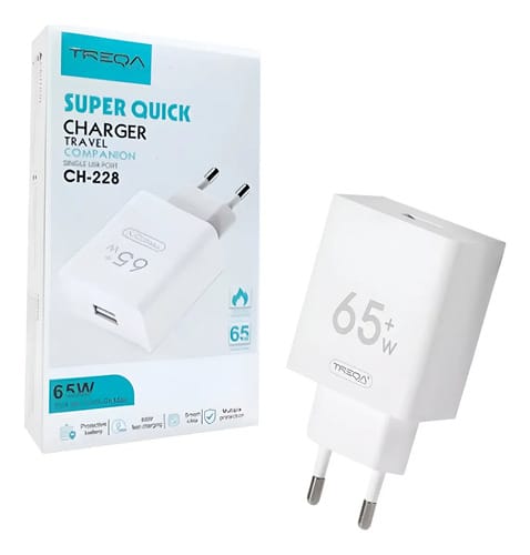 Cargador Celular Usb Ficha Carga Super Rapida 65 W Treqa