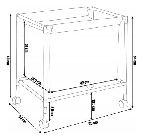 Cesto Organizador Con Ruedas Tela Base Metalica Desmontable - Imagen 2