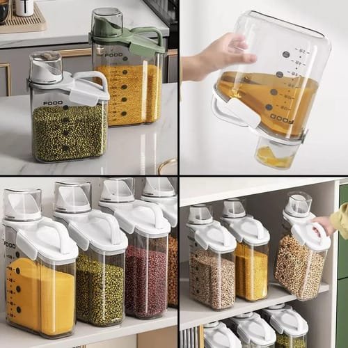 Contenedor Hermetico Vertedor 1600ml Cocina Cereales Arroz - Imagen 3