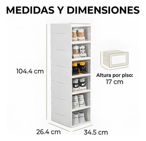 Zapatero Plegable Aura 6 Pisos Blanco Plástico Transparente - Imagen 5