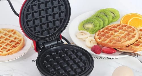 Mini Wafflera Eléctrica Antiadherente Portatil Redonda Verde - Imagen 6