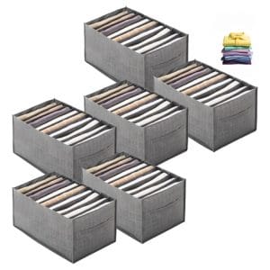 Pack X6 Organizador De Ropa 9 Divisores Interior Ropa Gris