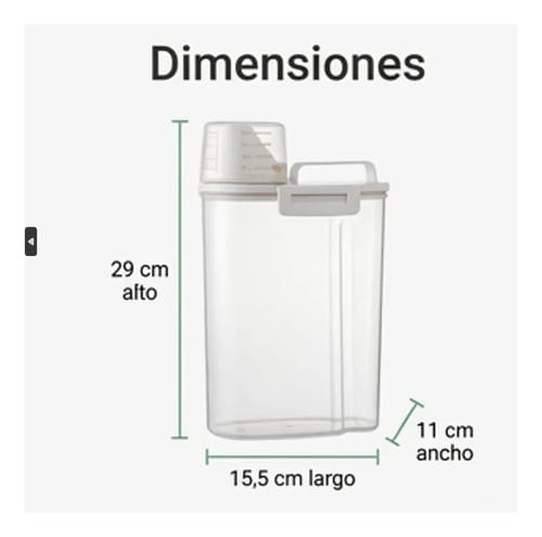 Contenedor Hermetico 2,5 L Organizador Granos Con Medidor - Imagen 6