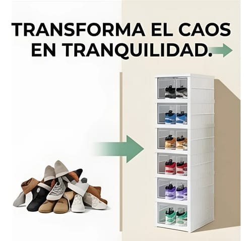 Zapatero Plegable Aura 6 Pisos Blanco Plástico Transparente - Imagen 3