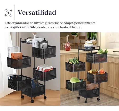 Carro Organizador Metalico 5 Estantes Cuadrados Con Ruedas - Imagen 3