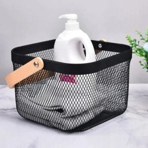 Cesto Canasto Para Frutas Verduras En Metal Con Asa Madera