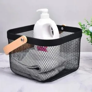 Cesto Canasto Para Frutas Verduras En Metal Con Asa Madera