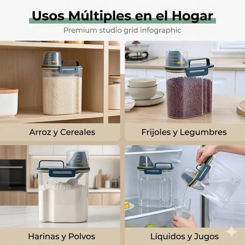 Contenedor De Alimentos Granos 1,5 L Hermético Y Práctico - Imagen 11