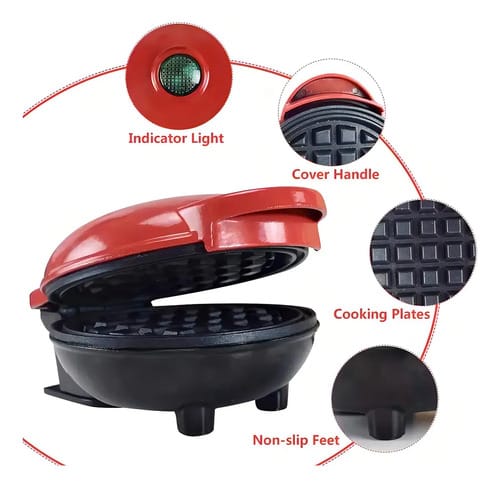 Mini Wafflera Eléctrica Antiadherente Portatil Redonda Verde - Imagen 11