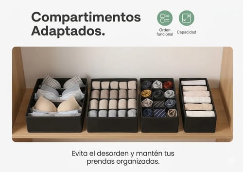 Organizador De Ropa Interior Divisor Cajones Set De 4 Piezas - Imagen 7