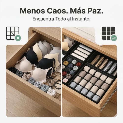 Organizador De Ropa Interior Divisor Cajones Set De 4 Piezas - Imagen 3