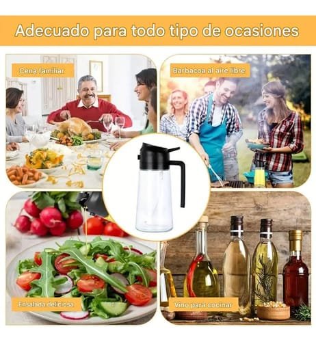 Botella Dispensadora Con Pulverizador Aceite Vinagre 470 Ml - Imagen 9