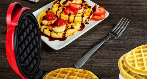 Mini Wafflera Eléctrica Antiadherente Portatil Redonda Verde - Imagen 4