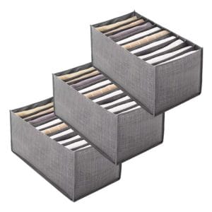 Pack X3 Organizador De Ropa 9 Divisores Interior Ropa Gris