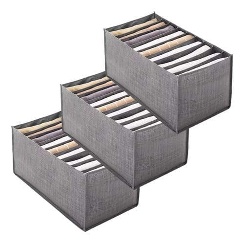 Pack X3 Organizador De Ropa 9 Divisores Interior Ropa Gris