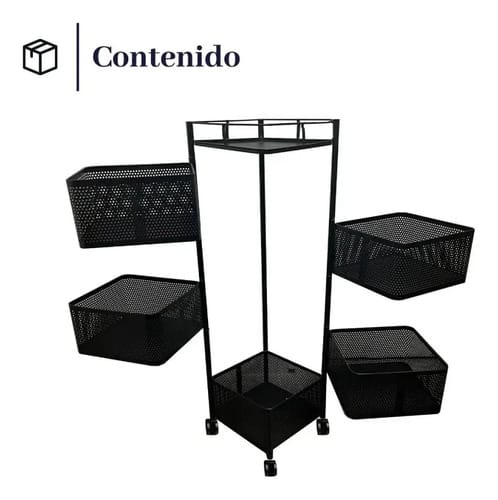 Carro Organizador Metalico 5 Estantes Cuadrados Con Ruedas - Imagen 8