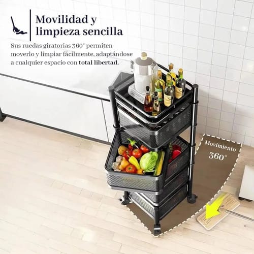 Carro Organizador Metalico 5 Estantes Cuadrados Con Ruedas - Imagen 5
