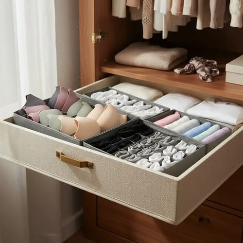 Organizador De Ropa Interior Divisor Cajones Set De 4 Piezas - Imagen 4