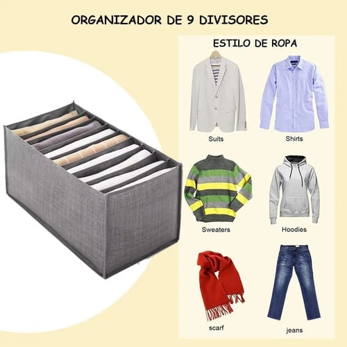 Pack X6 Organizador De Ropa 9 Divisores Interior Ropa Gris - Imagen 3