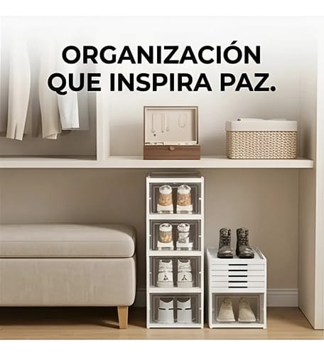 Zapatero Plegable Aura 6 Pisos Blanco Plástico Transparente - Imagen 2