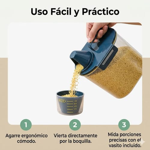 Contenedor De Alimentos Granos 1,5 L Hermético Y Práctico - Imagen 4