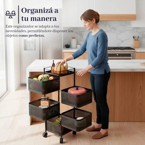 Carro Organizador Metalico 5 Estantes Cuadrados Con Ruedas - Imagen 7