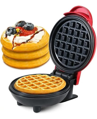 Mini Wafflera Eléctrica Antiadherente Portatil Redonda Verde - Imagen 9
