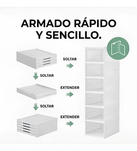 Zapatero Plegable Aura 6 Pisos Blanco Plástico Transparente - Imagen 4