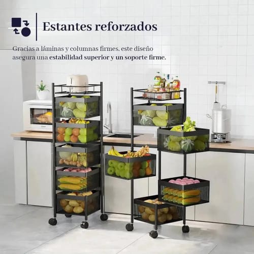 Carro Organizador Metalico 5 Estantes Cuadrados Con Ruedas - Imagen 9