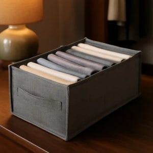 Organizador Cajon Plegable Tela Ropa Placard 9 Divisiones Gris Oscuro